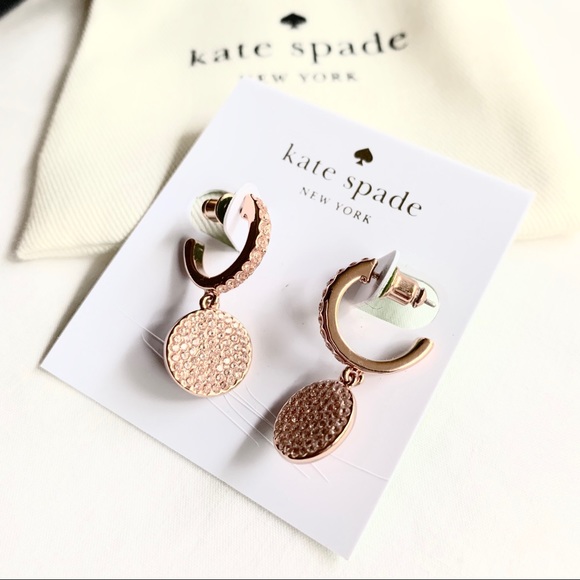 NWT Kate Spade rose gold tone pave drop earrings - Picture 4 of 6